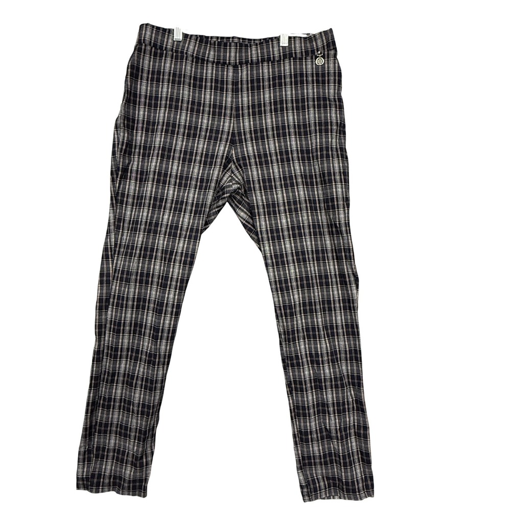 Tommy Hilfiger Pants Womens 16 Blue Plaid Pull On Slim Tapered Stretch‎ Dress